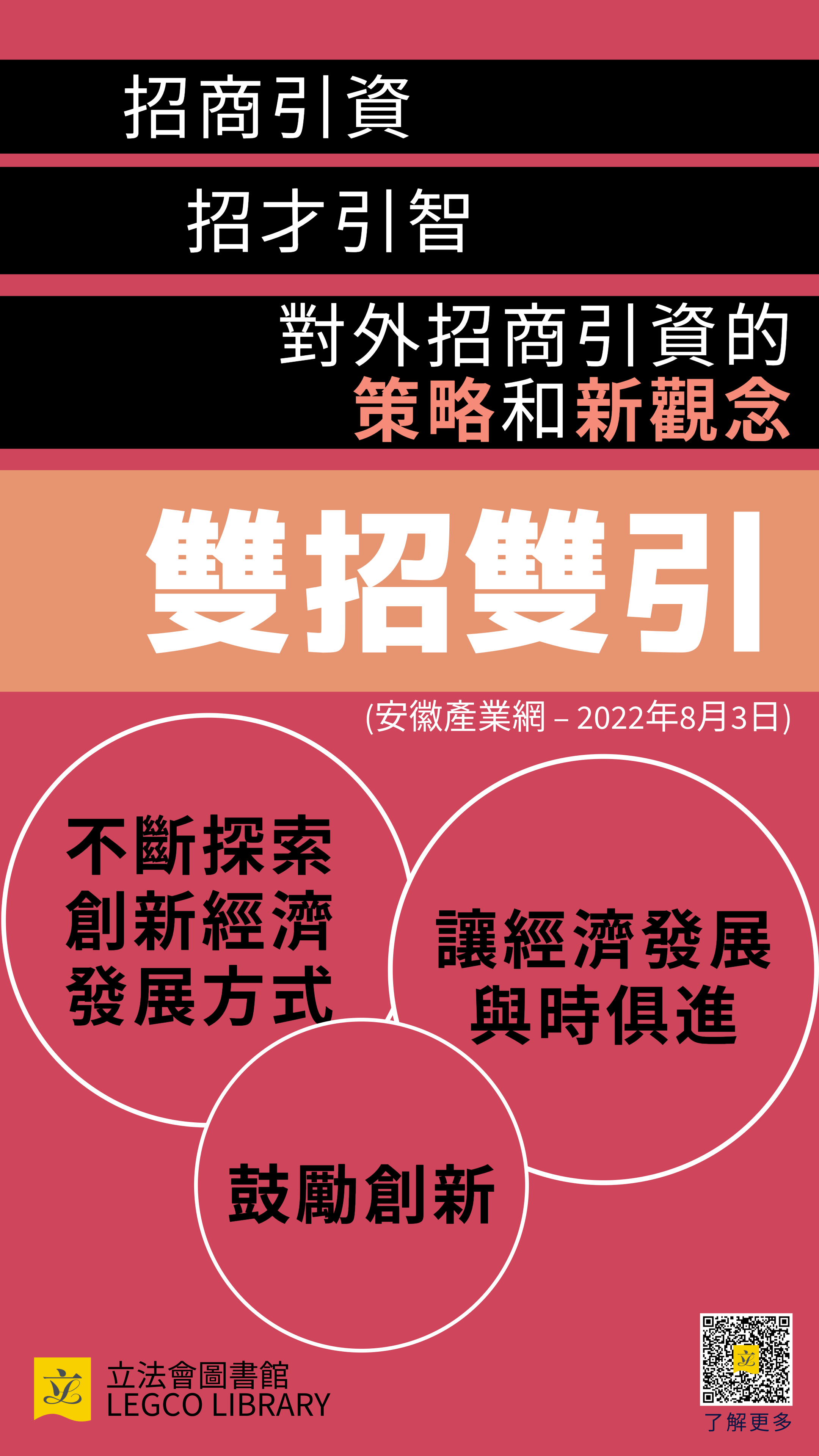 雙招雙引:招商引資、招才引智,對外招商引資的策略和新觀念,不斷探索創新經濟發展方式,鼓勵創新,讓經濟發展與時俱進